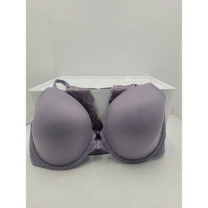 Victoria's Secret Grey Purple Lace Racerback Perfect Front Closure Bra 34 DD